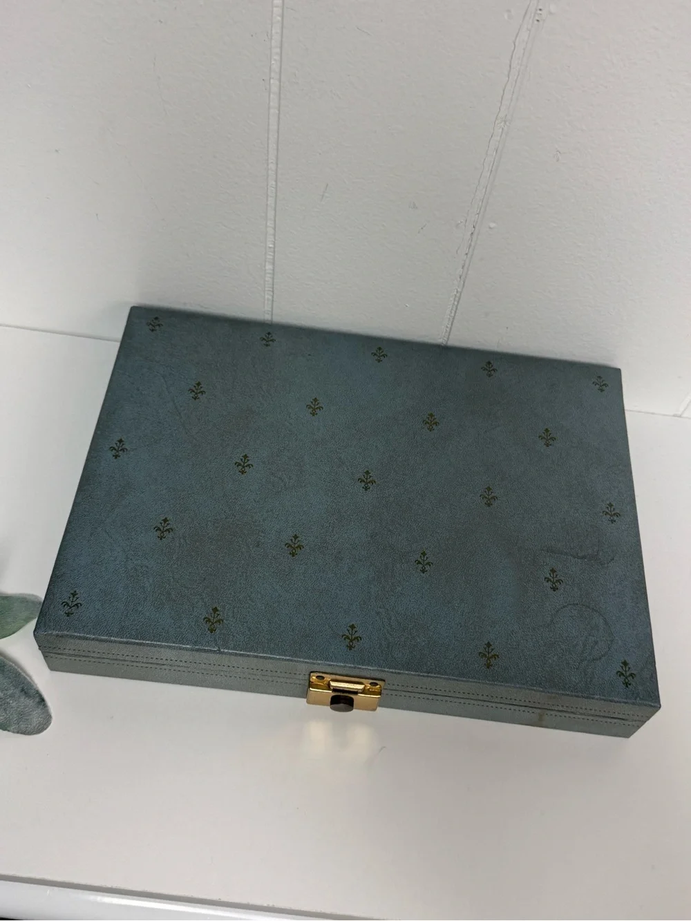 Vintage Blue Mid-Century Jewelry Box Jewelry Case Velvet Lining MCM
